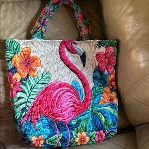 Tropical Flamingo Quilted Tote Bag